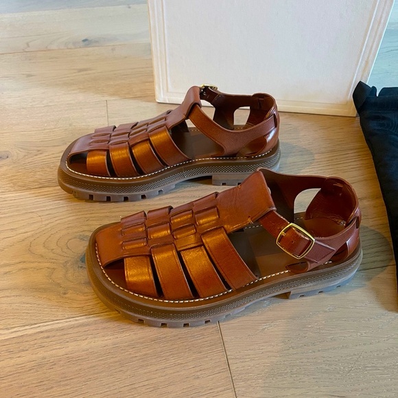Rare Celine Brown Leather Fisherman Sandals Size 39 - Picture 2 of 5